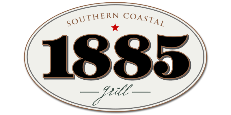 Oval logo with the text "Southern Coastal 1885 Grill" in black and brown lettering, with a red star above the numbers.