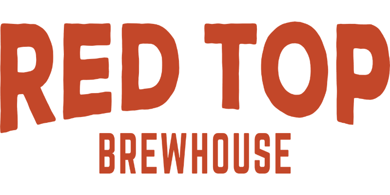 Text logo displaying the words "RED TOP" in large red letters above "BREWHOUSE" in smaller red letters on a light background.